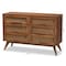 Baxton Studio Barrett Mid-Century Walnut Brown Finished Wood and Synthetic Rattan 6-Drawer Dresser 192-11300-ZORO - alternate 5